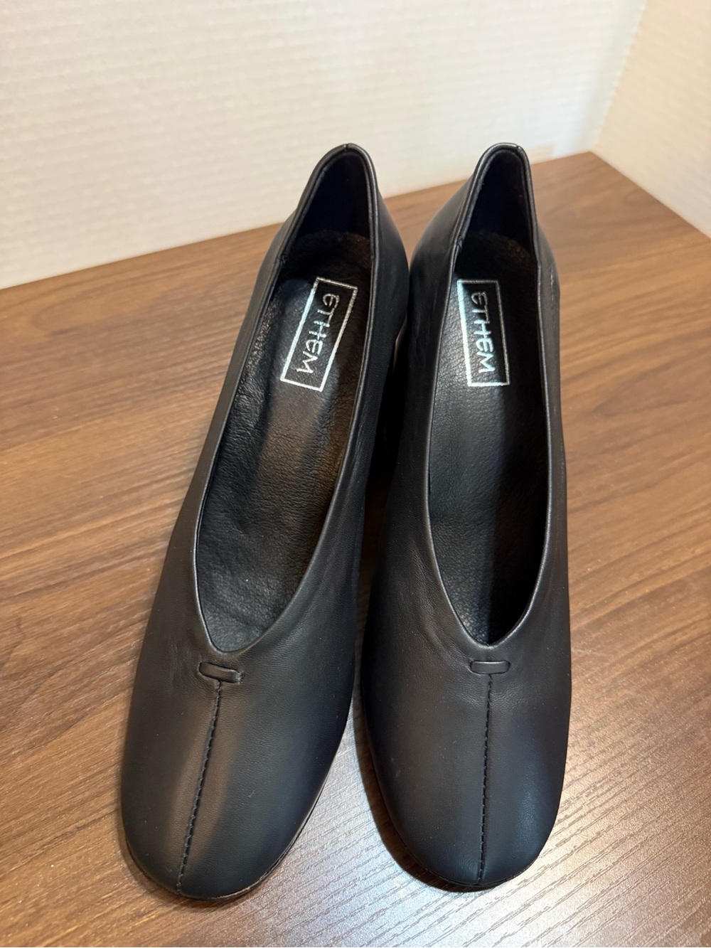 🔥 NIB Ethem "Dresser" Black Nappa Leather Block Heels - Size 8 / 39